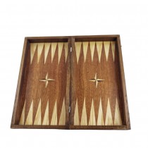 Chess and backgammon set 34 cm, natural mahogany and beech veneer