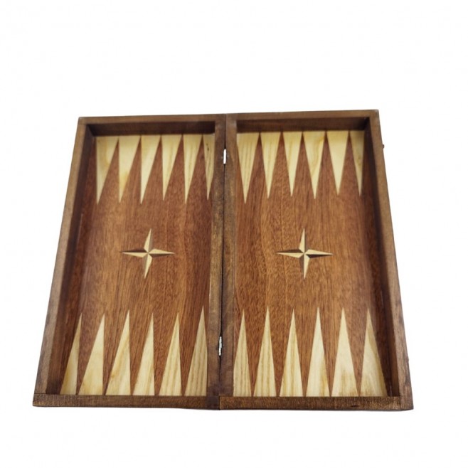 Chess and backgammon set 34 cm, natural mahogany and beech veneer