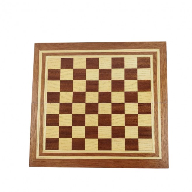 Chess and backgammon set 34 cm, natural mahogany and beech veneer