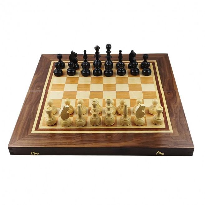 Chess and backgammon set 48 см - natural veneer with unique variations