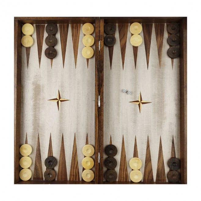 Chess and backgammon set 48 см - natural veneer with unique variations