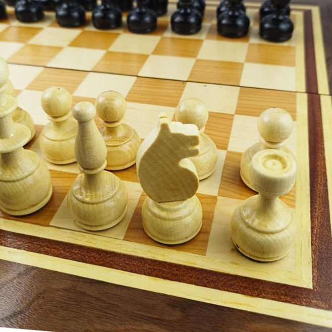 Chess and backgammon set 48 см - natural veneer with unique variations