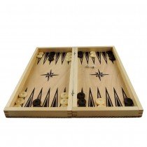 Set of chess and backgammon 34 cm- beech pyrograph