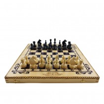 Set of chess and backgammon 34 cm- beech pyrograph
