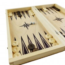 Set of chess and backgammon 34 cm- beech pyrograph