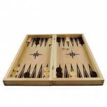 Set of chess and backgammon 34 cm- beech pyrograph