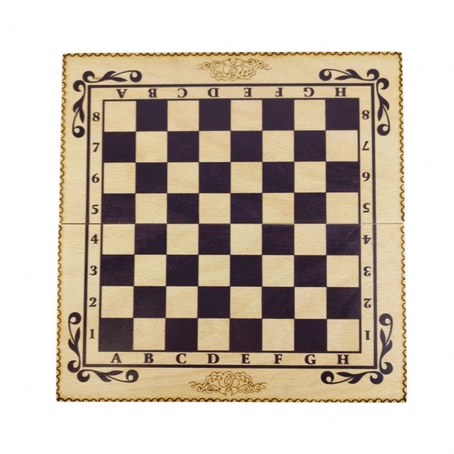 Set of chess and backgammon 34 cm- beech pyrograph