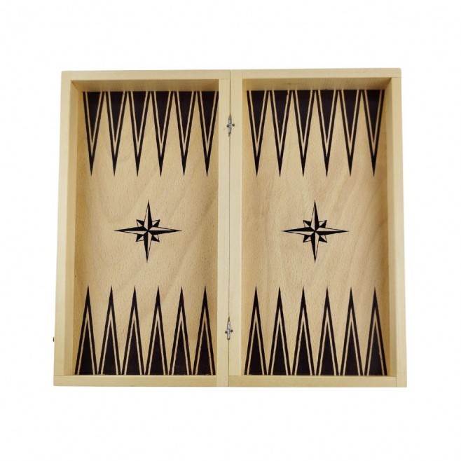 Set of chess and backgammon 34 cm- beech pyrograph