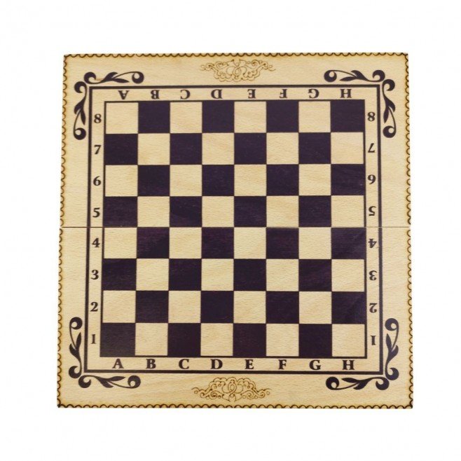 Set of chess and backgammon 34 cm- beech pyrograph