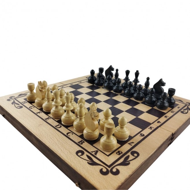 Chess and backgammon set 34 cm, beech screen printing