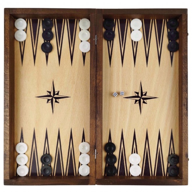 Chess and backgammon set 34 cm, beech screen printing