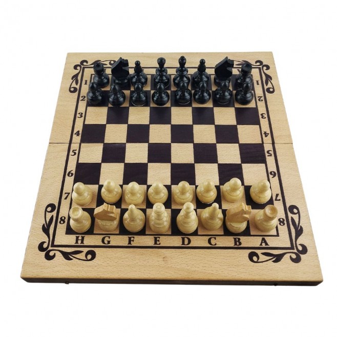 Chess and backgammon set 34 cm, beech screen printing