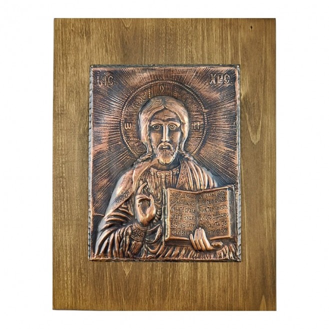 ГОЛЯМА МЕДНА ИКОНА ИСУС ХРИСТОС