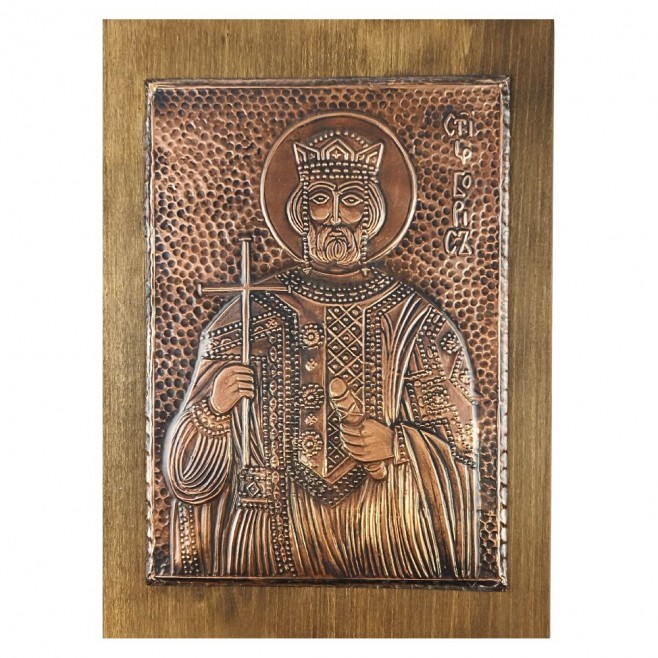 Copper Icon Saint King Boris Michael