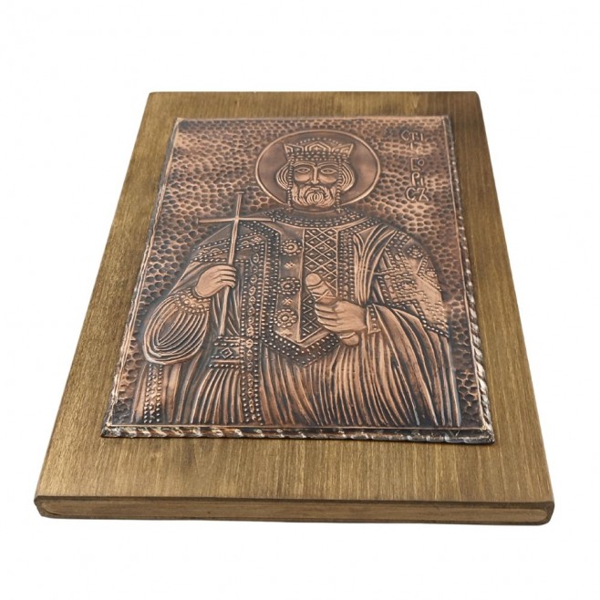 Copper Icon Saint King Boris Michael