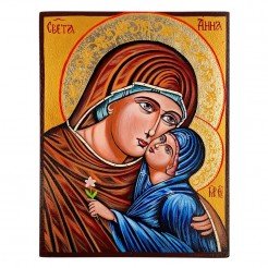 РЪЧНО РИСУВАНА ИКОНА СВЕТА АННА СЪС СВЕТА БОГОРОДИЦА