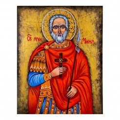 РЪЧНО РИСУВАНА ИКОНА СВЕТИ МИНА