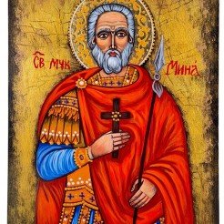 РЪЧНО РИСУВАНА ИКОНА СВЕТИ МИНА