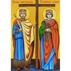 СПЕЦИАЛНА РЪЧНО РИСУВАНА ИКОНА СВЕТИ СВЕТИ КОНСТАНТИН И ЕЛЕНА