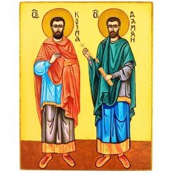 РЪЧНО РИСУВАНА ИКОНА СВЕТИ БЕЗСРЕБЪРНИЦИ КОЗМА И ДАМЯН
