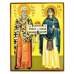 РЪЧНО РИСУВАНА ИКОНА СВЕТИ СВЕТИ КИПРИАН И ИУСТИНА