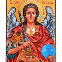 ГОЛЯМА РЪЧНО РИСУВАНА ИКОНА СВЕТИ АРХАНГЕЛ МИХАИЛ