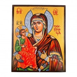 РЪЧНО РИСУВАНА ИКОНА СВЕТА БОГОРОДИЦА ТРОЕРУЧИЦА