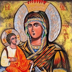 СПЕЦИАЛНА РЪЧНО РИСУВАНА ИКОНА СВЕТА БОГОРОДИЦА ТРОЕРУЧИЦА