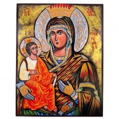 СПЕЦИАЛНА РЪЧНО РИСУВАНА ИКОНА СВЕТА БОГОРОДИЦА ТРОЕРУЧИЦА