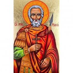 ГОЛЯМА РЪЧНО РИСУВАНА ИКОНА СВЕТИ МИНА