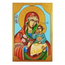 ГОЛЯМА РЪЧНО РИСУВАНА ИКОНА СВЕТА БОГОРОДИЦА - НЕУВЯХВАЩ ЦВЯТ