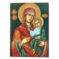 СПЕЦИАЛНА РЪЧНО РИСУВАНА ИКОНА СВЕТА БОГОРОДИЦА ИВЕРСКА С КРИСТАЛИ