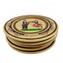 Дървена чиния пирография с фолклорни мотиви 18