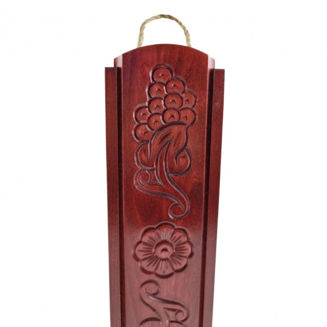 Wine box with carvings, mahogany